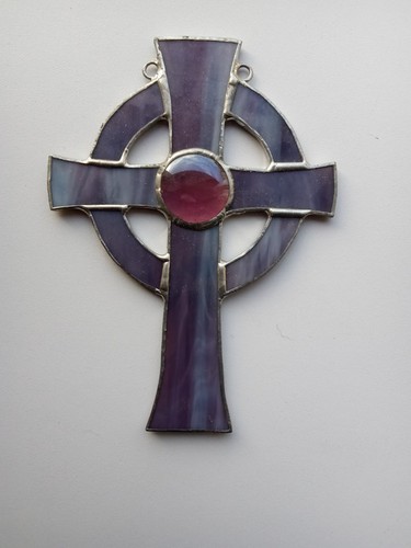Stained glass handmade cross - glass,