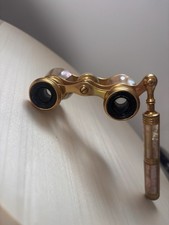 Iris Paris Antique Mother of Pearl Brass Opera Glasses