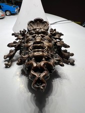 antique rare bronze satanic devil head mask decorative feature