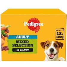 96 x 100g Pedigree Adult Wet Dog Food Pouches Mixed Selection in Gravy
