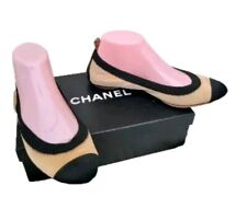 Chanel Authentic Lady's Flats Pumps Ballet Shoes Sz Eur37. 5 UK 4 To 4.5