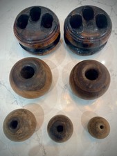 7 Antique Ship Wood Deadeye Nautical Rigging Block Pulley