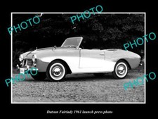 OLD LARGE HISTORIC PHOTO OF 1961 DATSUN FAIRLADY CONVERTIBLE LAUNCH PRESS PHOTO