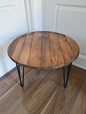 Ex-whisky Round USA Barrel Top Coffee Table Sofa End Side Wood Metal Bedside