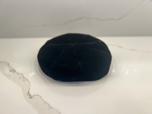 Vintage black velvet pillbox - velvet,