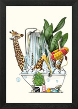 Giraffe in the Bath Framed