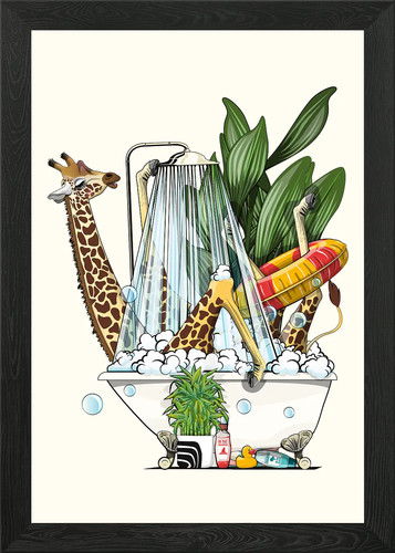 Giraffe the bath framed - the,