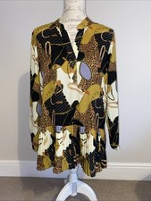 ZARA BLOUSE, ANIMAL PRINT, CHAINS, LONG SLEEVE, EUR M