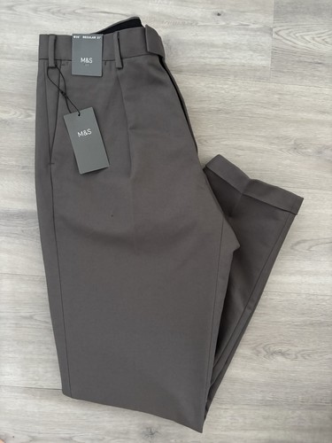 Mens grey pleat front - pleat,