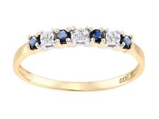 9ct Yellow Gold Blue Sapphire & Diamond Eternity Ring - size J to S