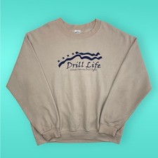 Gildan Drill Life USA Printed Pull Over Sweatshirt Tan Large
