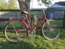 Vintage Loop Framed Red Ladies German Town Bike 20" Frame - lightly restored