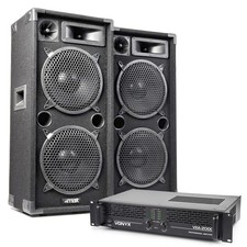 MAX210 Dual 10" Passive DJ PA Speaker Kit with Amplifier - 2000W