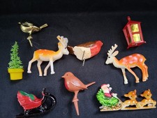 VINTAGE CHRISTMAS CAKE TOPPER DECORATIONS X 9 (E(25H)