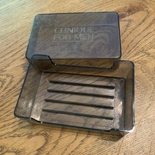 Clinique mens Facial Soap box Dish Tray & Lid Large black Empty Great for Travel