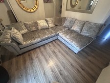 DFS SILVER CRUSHED VELVET LEFT HAND CORNER UNIT (new)