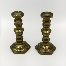 Vintage Pair of Brass Miniature Dolls House Candlesticks  2.5cm Tall