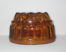 ANTIQUE Amber GLASS JELLY MOULD Advertising FRETT'S FRESH FRUIT JELLIES  Print