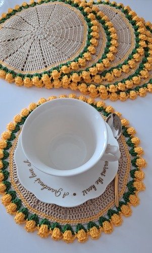 Handmade crochet cotton table - handmade,