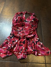 m&s rose print skirted halter