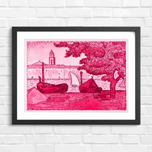 Vintage french harbor - vintage, barges