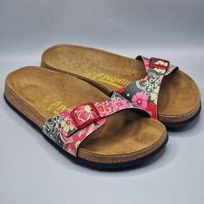 Papillio Birkenstock Madrid Pink Black Floral Metallic Buckle Sandals Size UK 5
