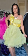 Dynasty Yellow Shiffon Mini Bridesmaid Party Dance Dress Size 10/12 One Shoulder