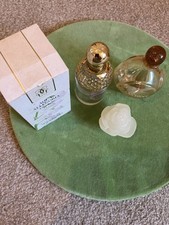 Unusual Empty Vintage Glass Perfume Bottles As A Duet Set With A Rose Top.