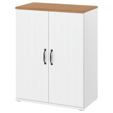 Cabinet with Doors Storage Cupboard 70x90cm Wooden Top White Sideboard