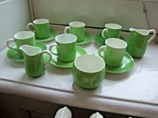 G. Jones & Sons Crescent China 6 Coffee Cans & Saucers,Jugs, Sugar Bowl, Damages