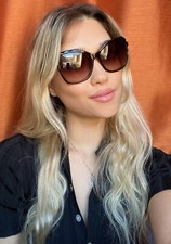 New SWAROVSKI FLAVIA SW 106 52F Dark Havana Oversized Women's Sunglasses .