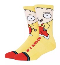 Stance Crew Socks Family Guy Stewie Yellow Men's Size 9-13 L NWT