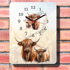 Highland Cow Design Wall Clock New boxed Ideal Gift Animal wall hanging Cattle