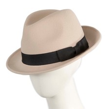 Beige & Black mens felt fedora