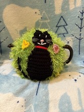⭐️ NEW HAND KNITTED⭐️ BLACK CAT TEA COSY/COZY CHRISTMAS BIRTHDAY PRESENT GIFT⭐️