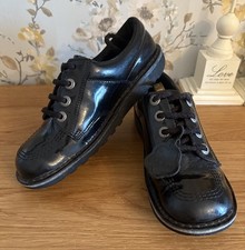 Kickers Kick Lo Junior Black Patent Leather School Shoes. Size 3. Good Condition