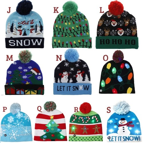 Led light christmas beanie - up,