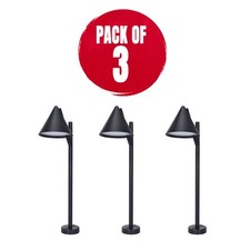 LED Outdoor Stake Light Matt Black Garden Patio Torches (D)120mm Pack of 3