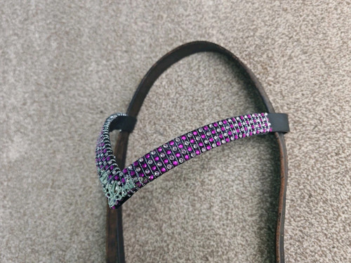 Deep shape bling browband - v,