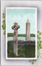 Vintage Postcard Ancient Cross Devenish Lough Erne Northern Ireland Valentines