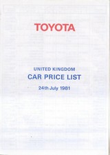 Toyota Price List 1981 July Starlet Corolla Carina Celica Cressida Crown