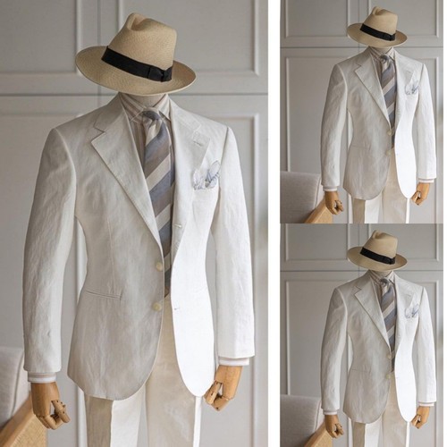 Linen men suits white - linen,