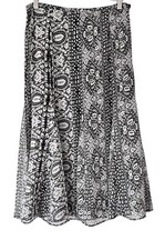 MARKS AND SPENCER Godet Midi Skirt - Size 12 Black Scarf Print Floaty Boho M&S