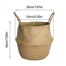 Wicker Basket Toy Organizer Folding Rattan Seagrass Storage Basket Laundry Woven