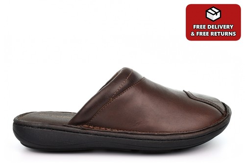 Mens leather slippers outdoor - slippers,