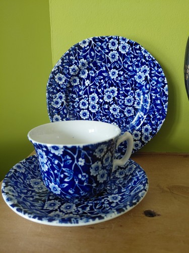 Burleigh blue calico teacup - burleigh,