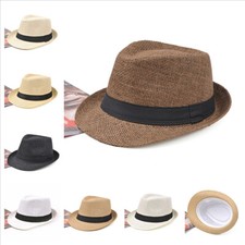 Mens Ladies Fedora Beach Travel Sun Hats Crushable Straw Panama Style Cowboy Cap