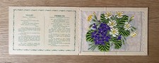 Kensitas Flowers Embroidered Silk Tobacco Card - Violet & Primrose