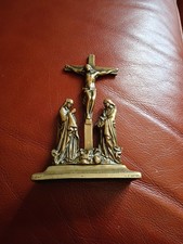 Solid brass Crucifixion Altar / Mantel Piece devotional item  gifted in 1951. 