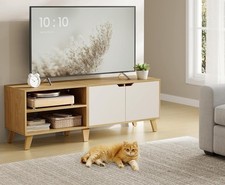 VASAGLE TV Cabinet, 140 cm Long TV Stand with 2 Doors, Adjustable Shelves,...